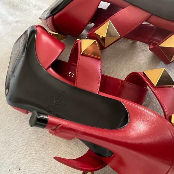 Valentino Red Studded Heels - Picture 10 of 16